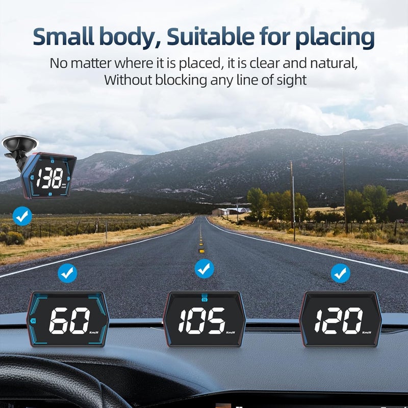 Docbraces Universal Car HUD GPS Speedometer G20 Car Heads-up Display Plug and Play with USB Connection,Displays MPH, Comes with Compass Over Speed Alert HD Display Speedometer for All Vehicles - Image 4
